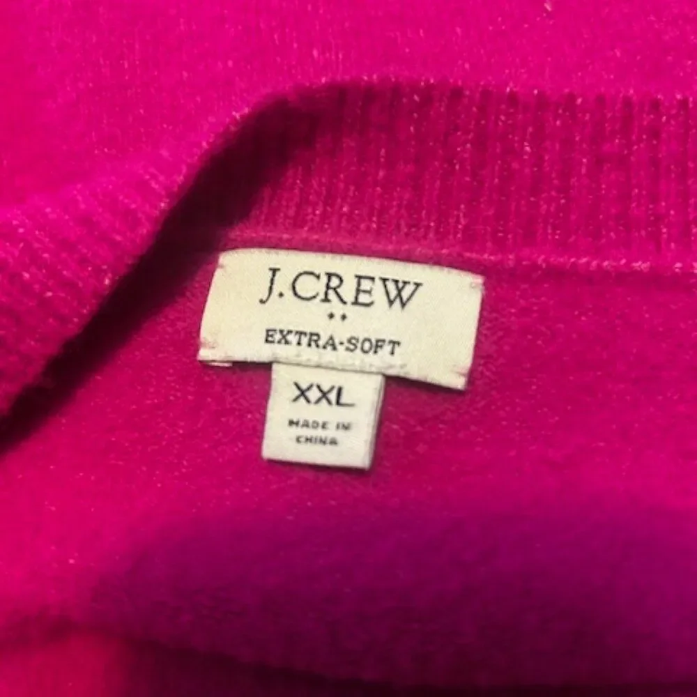 J. Crew Hot Magenta Pink Extra Soft crew neck sweater, size XXL